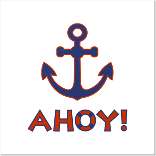 AHOY! Type Lifebuoy Ring+Anchor Posters and Art